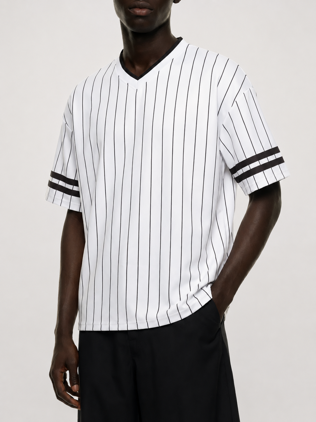 Striped Loose V-Neck