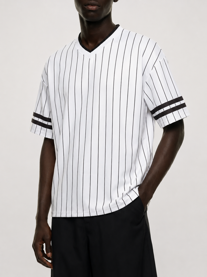 Striped Loose V-Neck