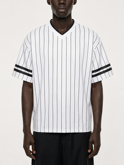 Striped Loose V-Neck